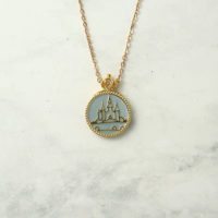 14k Fantasy Castle & Unicorn Reversible Necklace