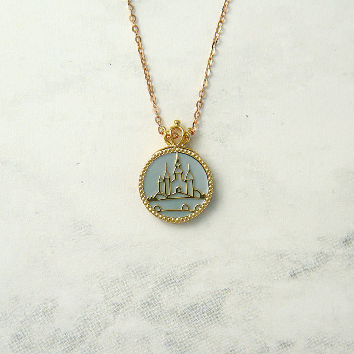 14k Fantasy Castle & Unicorn Reversible Necklace