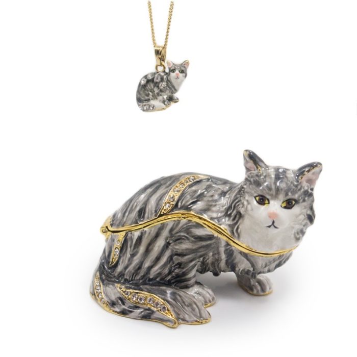 The Cutest Cat Trinket Box with Matching Necklace