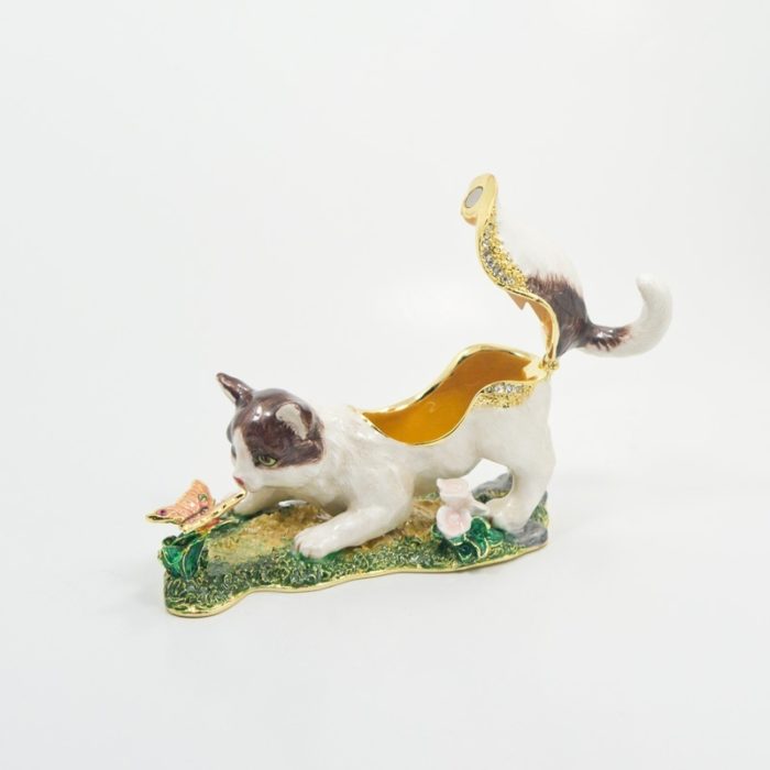 Playing around Butterfly Cat Trinket Box with Matching Necklace - Image 2