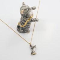 Playful Earl Grey Cat Trinket Box with Matching Necklace - Image 2