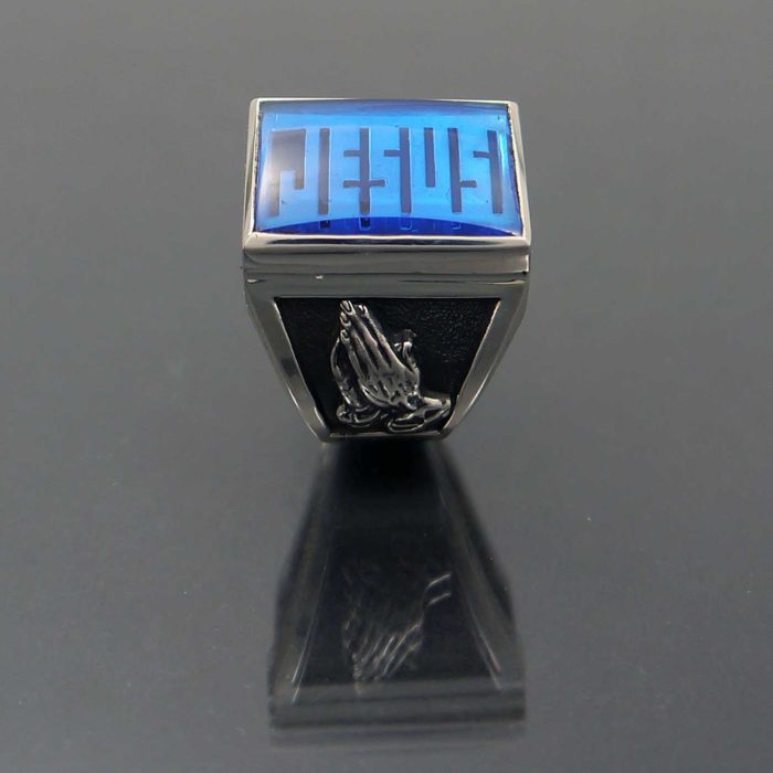 Sterling Silver Religious Illusion Jesus Ring - Image 5