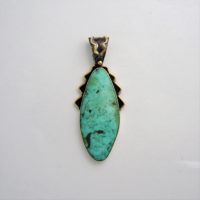 Handmade Sterling Silver and 14k Turquoise Pendant