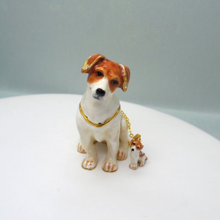 Playful Jackie the Jack Russell Terrier Trinket Box & Necklace