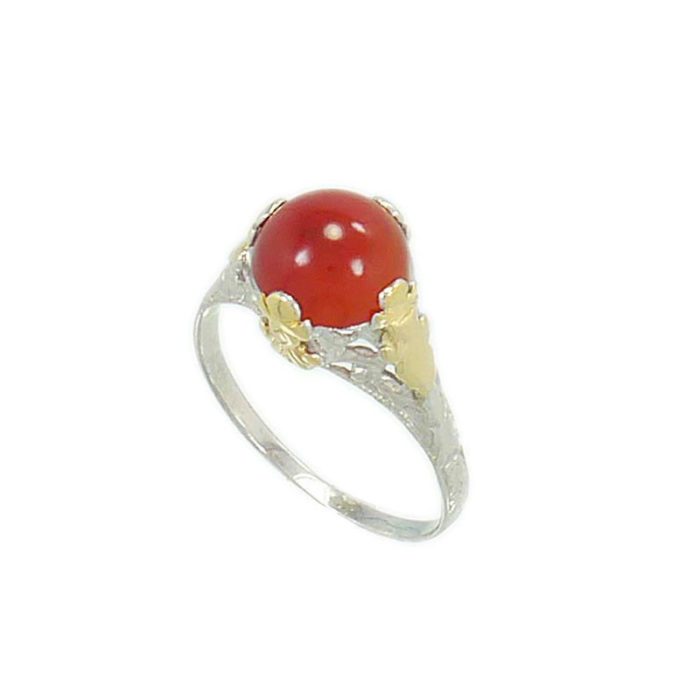 14k Gold Two-Tone Filigree Carnelian Ring - Image 3