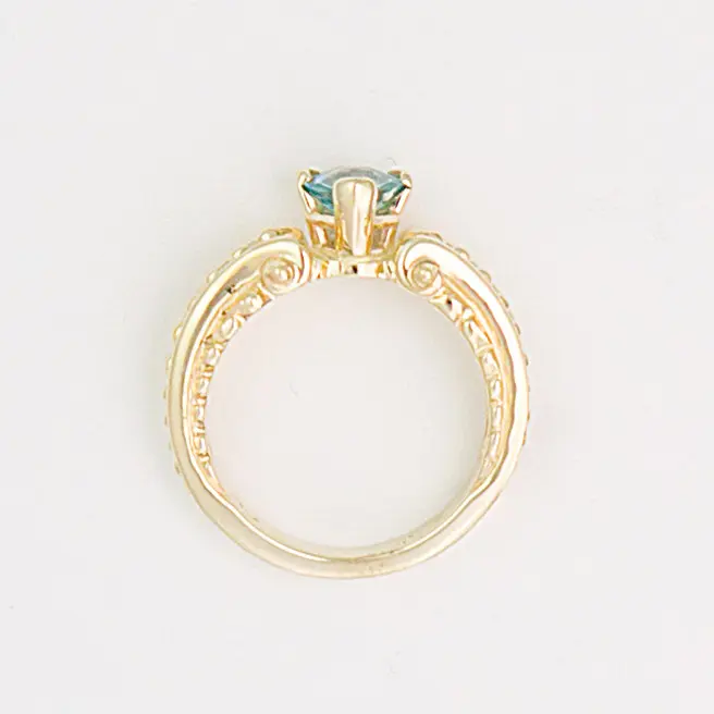 Blue Zircon Artisan Designed Gold Beaded Ring - Image 2