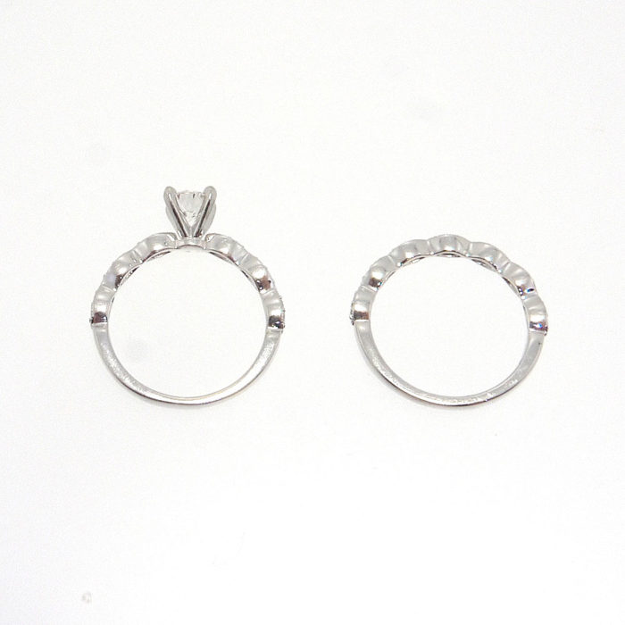 Platinum & Diamond Wedding Set with Vintage Inspired Milgrain Details - Image 5