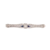 Vintage Filigree pin with Sapphires & Diamond