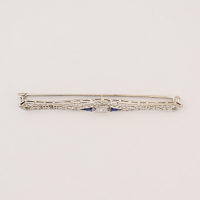 Vintage Filigree pin with Sapphires & Diamond - Image 2