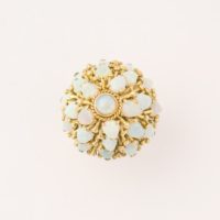Vintage Estate Opal Princess Ring in 14k Yellow Gold Dome/Tiered Cluster Setting - Image 4