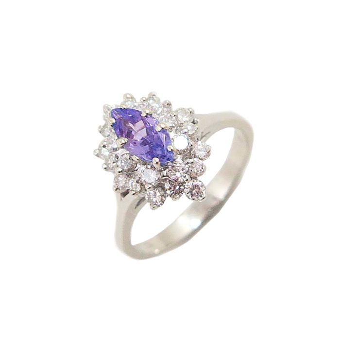 14k Marquise Tanzanite & Diamond Cluster Ring