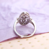 Art Deco Filigree Three Center Stone Diamond Ring in 14k White Gold - Image 4