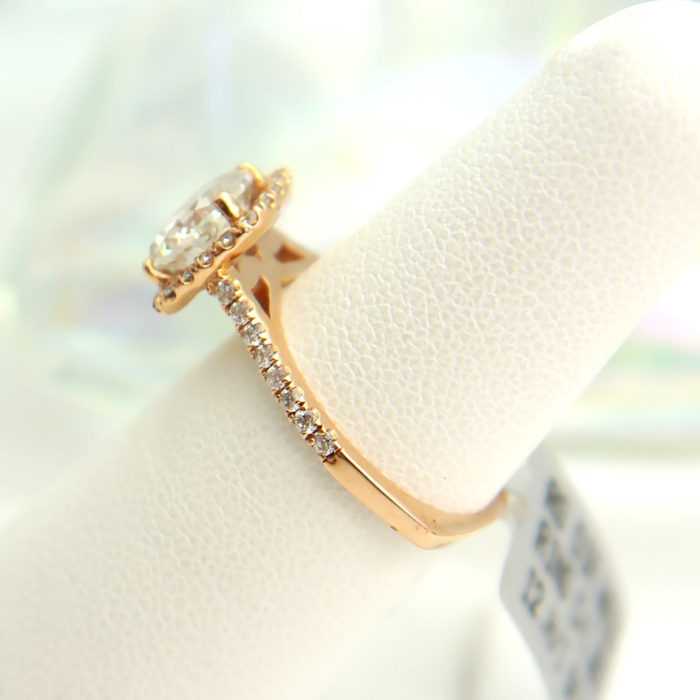 Square Halo Round Diamond Engagement Ring 14k Rose Gold (1.86ct) - Image 3