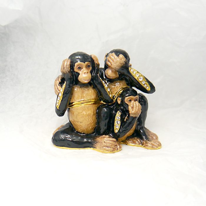 "Hear no evil" Wise Monkey Trinket Box with Matching Mini Necklace - Image 2