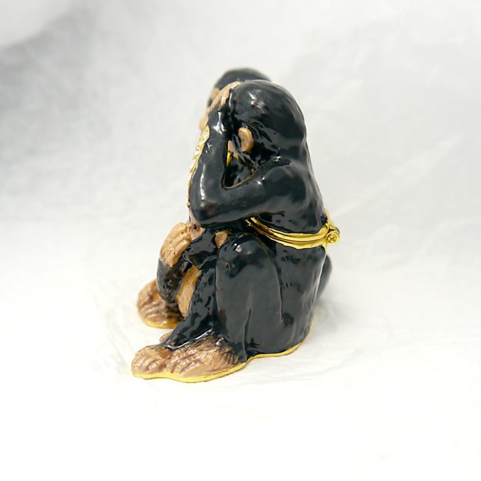 "Hear no evil" Wise Monkey Trinket Box with Matching Mini Necklace - Image 4