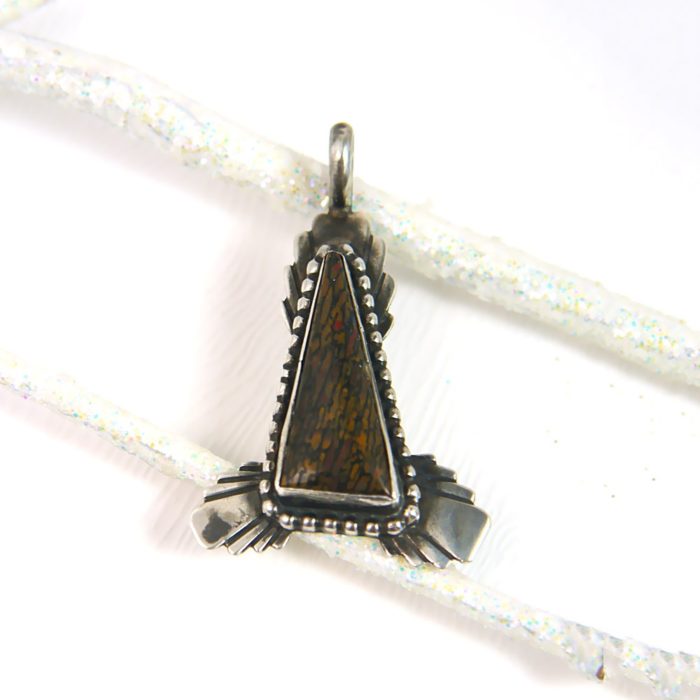 Dark Triangular Ironwood Pendant in Sterling Silver