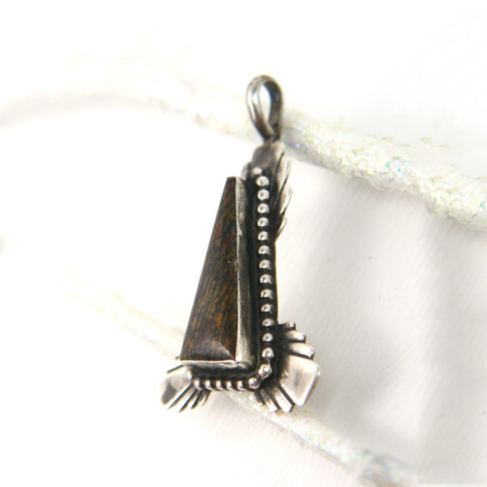 Dark Triangular Ironwood Pendant in Sterling Silver - Image 2