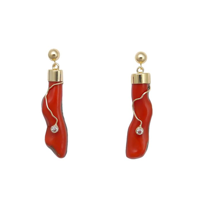 14k Custom Coral and Diamond Earrings