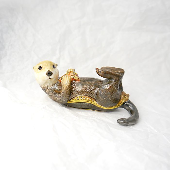 Whimsical Sea Otter Trinket Box with Matching Mini Necklace