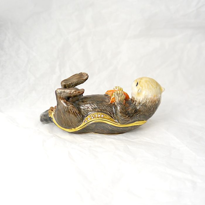 Whimsical Sea Otter Trinket Box with Matching Mini Necklace - Image 2