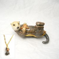 Whimsical Sea Otter Trinket Box with Matching Mini Necklace - Image 3