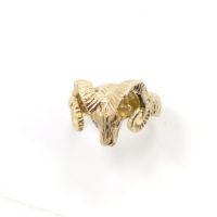 14k Vintage Aries 3D Ram Zodiac Ring, w Diamond Eyes, Celestial Astrology - Image 3
