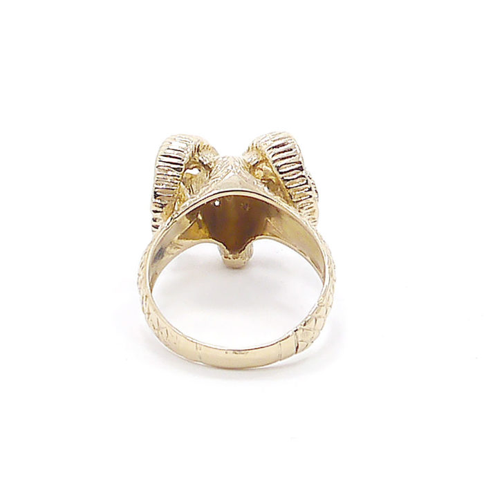 14k Vintage Aries 3D Ram Zodiac Ring, w Diamond Eyes, Celestial Astrology - Image 4