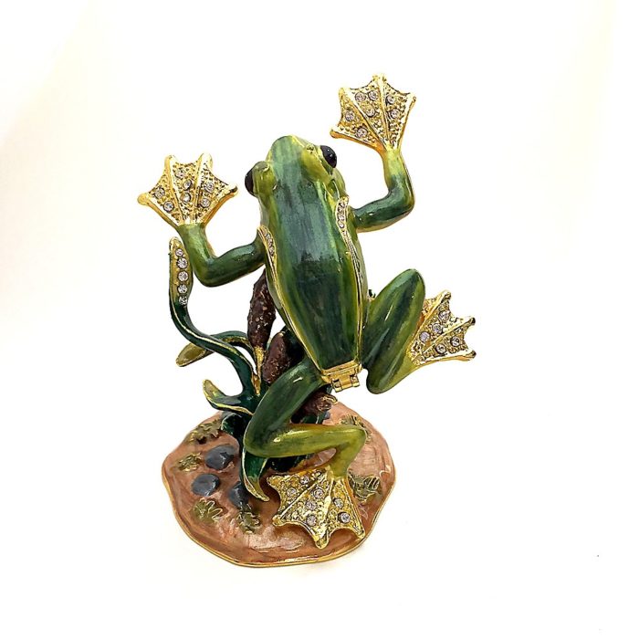Leaping Tree Frog Trinket Box with Matching Necklace