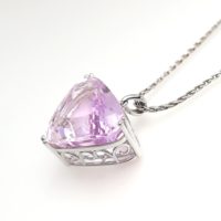 Large Fancy Cut Kunzite Gemstone Pendant in 14k - Image 2