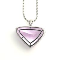 Large Fancy Cut Kunzite Gemstone Pendant in 14k - Image 3