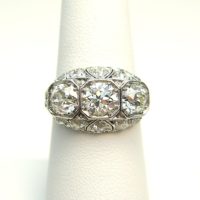 Antique Engagement Edwardian Filigree 3-Stone Diamond Ring, est 3.36 ctw - Image 4