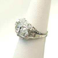 Antique Engagement Edwardian Filigree 3-Stone Diamond Ring, est 3.36 ctw - Image 6