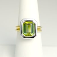 3.15 ct Natural Green Tourmaline, Two Tone Ring in 18k