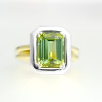 3.15 ct Natural Green Tourmaline, Two Tone Ring in 18k - Image 5