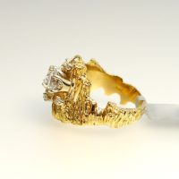 18k Vintage Lost Wax Diamond Ring 1.62 ctw - Image 3