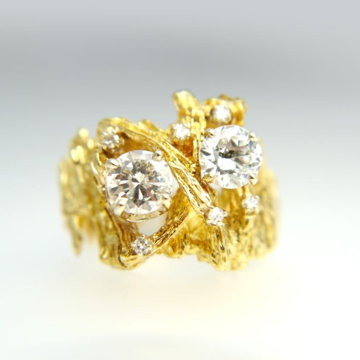 18k Vintage Lost Wax Diamond Ring 1.62 ctw - Image 5