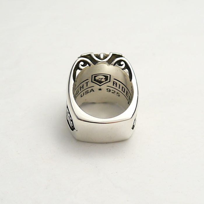 Designer Night Rider "Guardian Lion Ring" with Garnet in Sterling Silver - Image 5