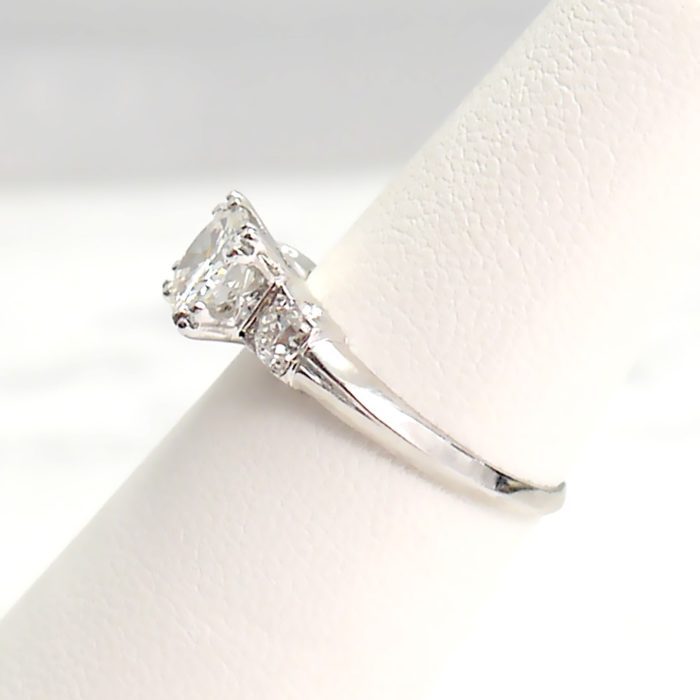 Vintage Platinum Diamond Engagement 3-Stone Ring 1.09 ctw - Image 3
