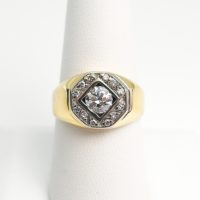 14k Two-Tone Diamond Ring with Old European-Cut Center Stone