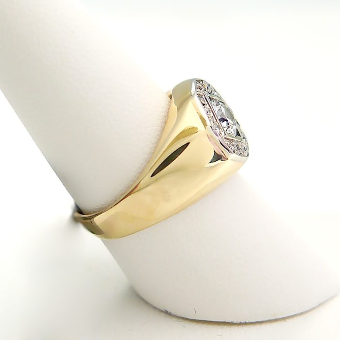 14k Two-Tone Diamond Ring with Old European-Cut Center Stone - Image 2