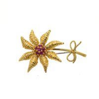 Vintage 1930's 18k Gold Tiffany & Co. Ruby Cluster Flower Brooch/Pin