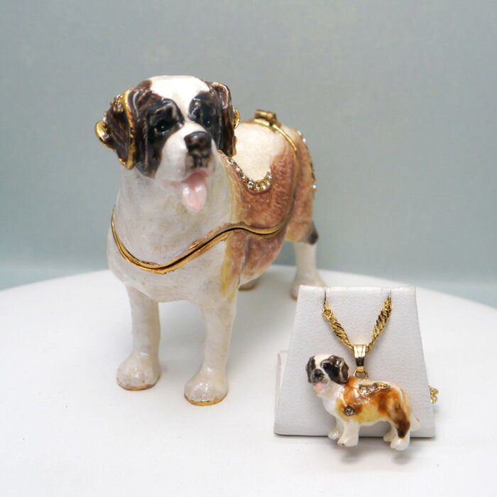 Hero St. Bernard Trinket Box & Necklace