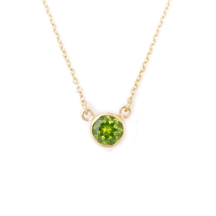 14k Genuine Arizona Peridot Gemstone Bezel Necklace