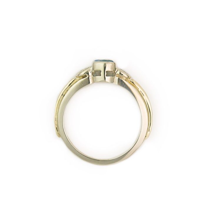 3 Stone, Two Toned, Blue Topaz Bezel Ring - Image 2