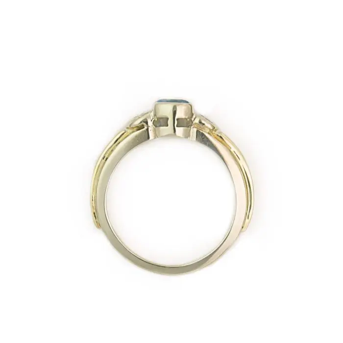 3 Stone, Two Toned, Blue Topaz Bezel Ring - Image 2