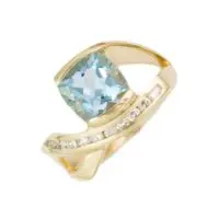 Aquamarine & Diamond Asymmetrical Ring in 14k Yellow Gold