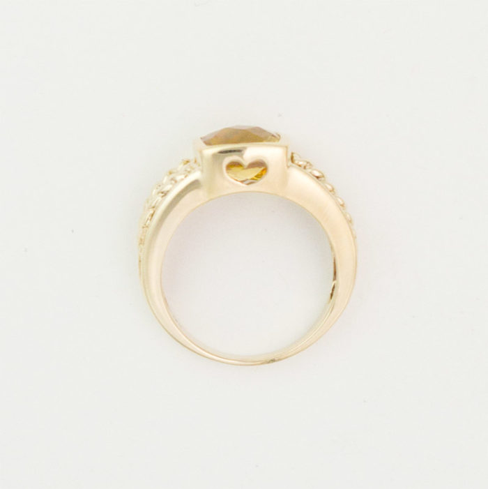 14k Yellow Gold Braided Band Checkerboard Citrine Ring - Image 2