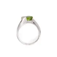 Princess Peridot Ring in Twisted 14k White Gold - Image 2