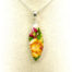 Sterling Silver Ceramic Art Floral Jewelry Pendant
