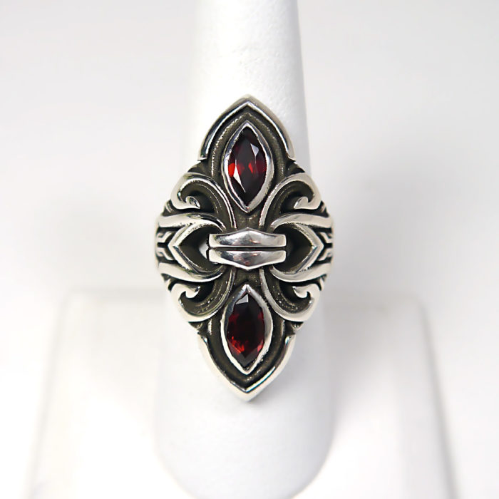 NightRider Alexandria Ring in Sterling Silver with Garnets